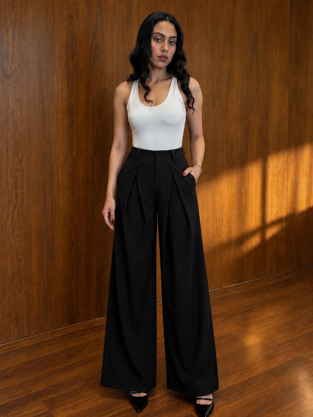 Sculpt Wide-Leg Trouser - Jet Black