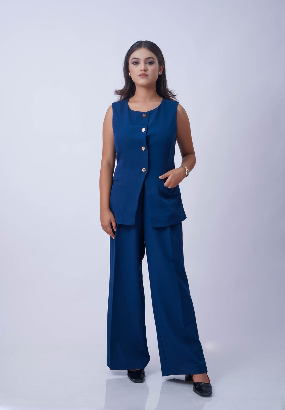 deep marine blue vest + trouser