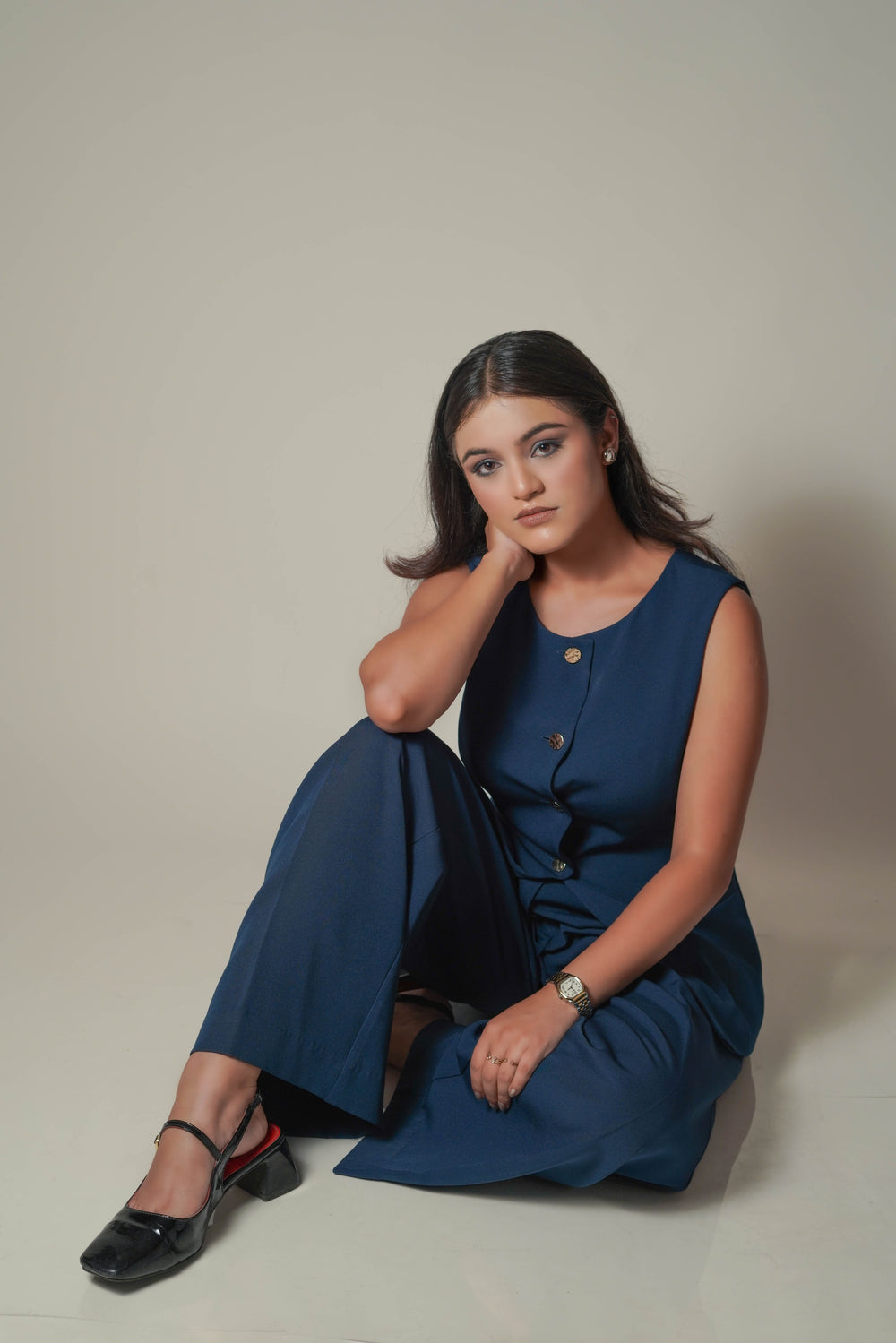 deep marine blue vest + trouser