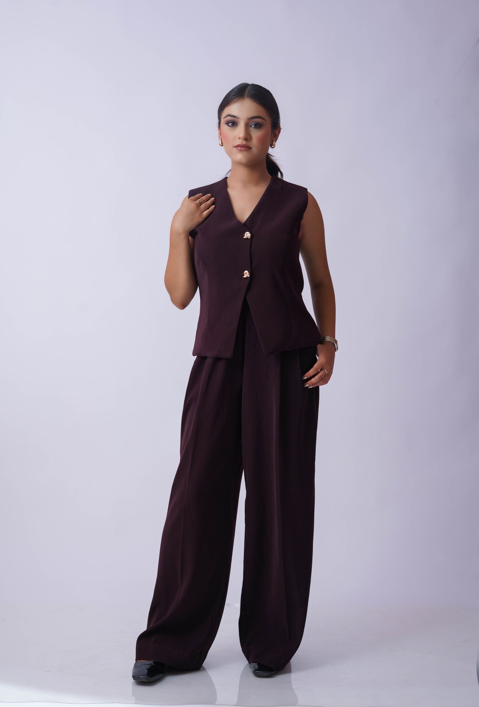 V Vest Set - Rich Maroon