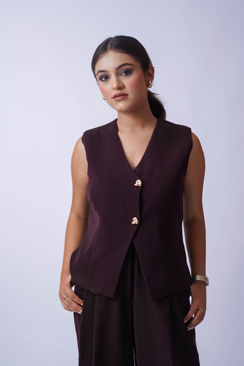 rich maroon only vest