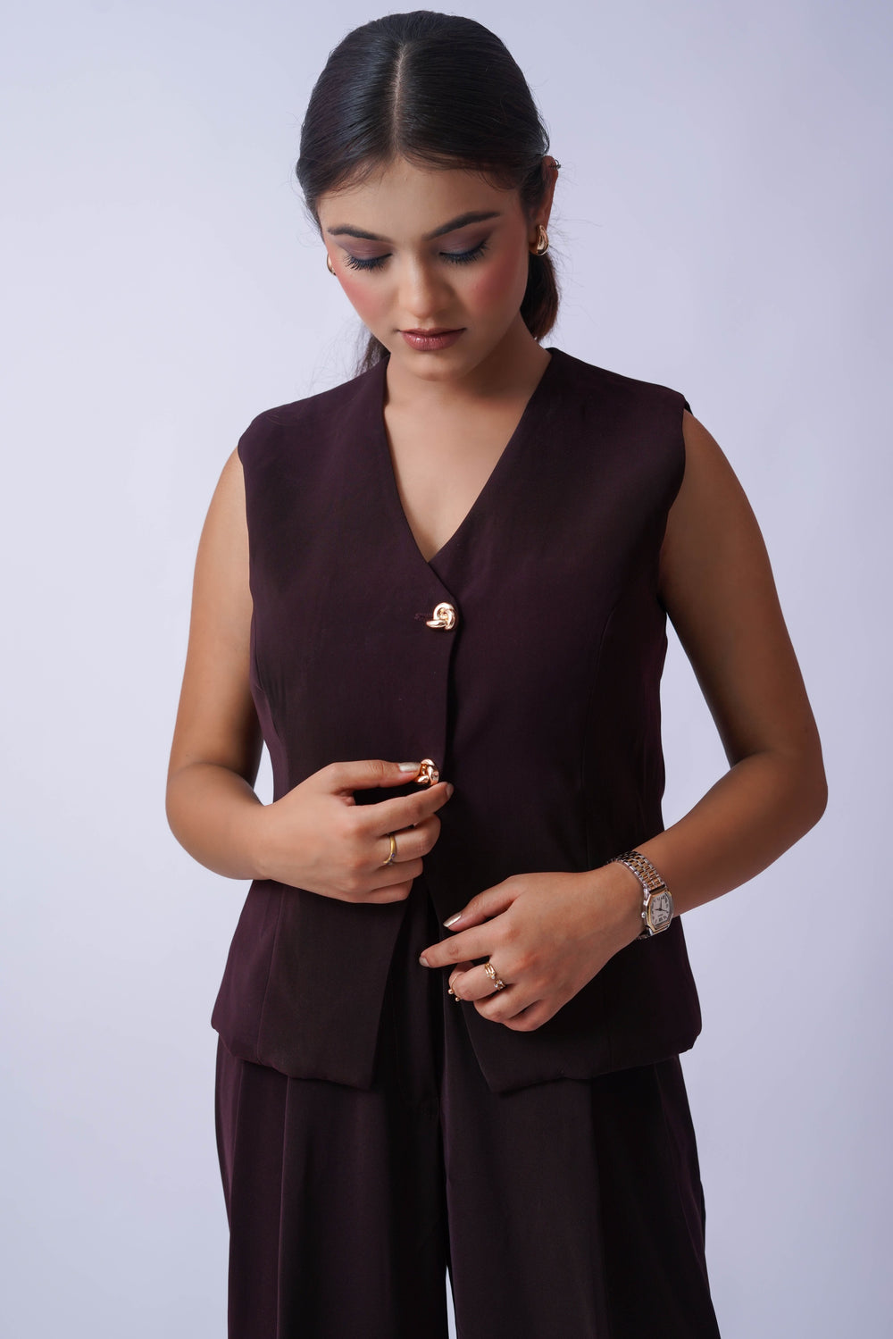 rich maroon only vest