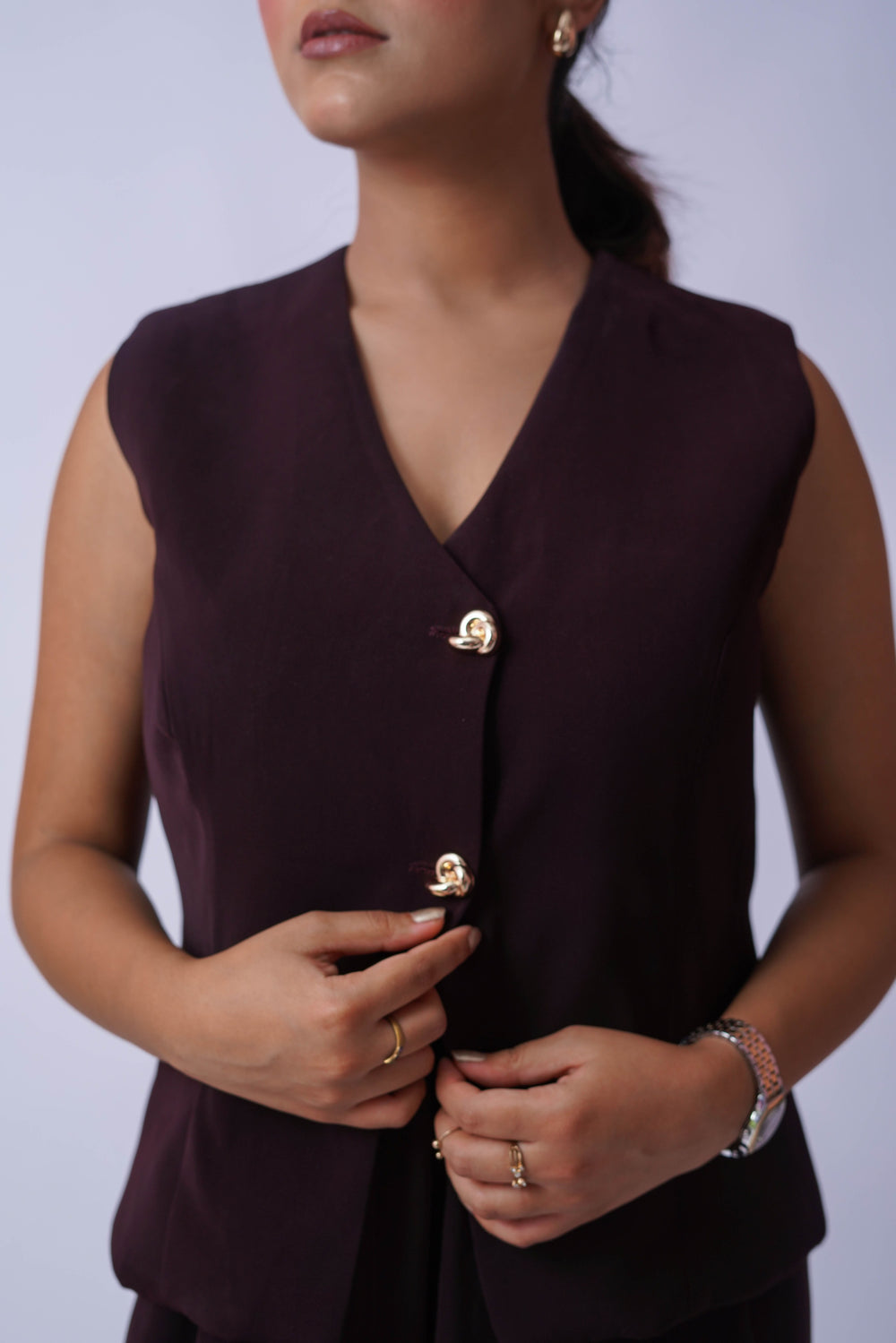 rich maroon only vest