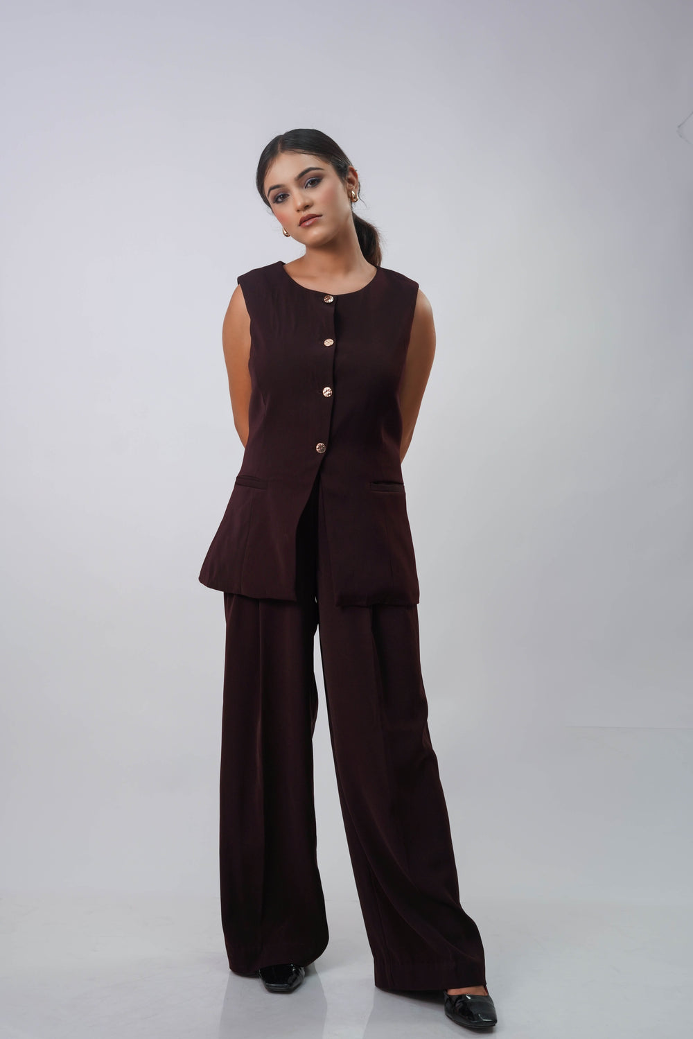 rich maroon vest + trouser