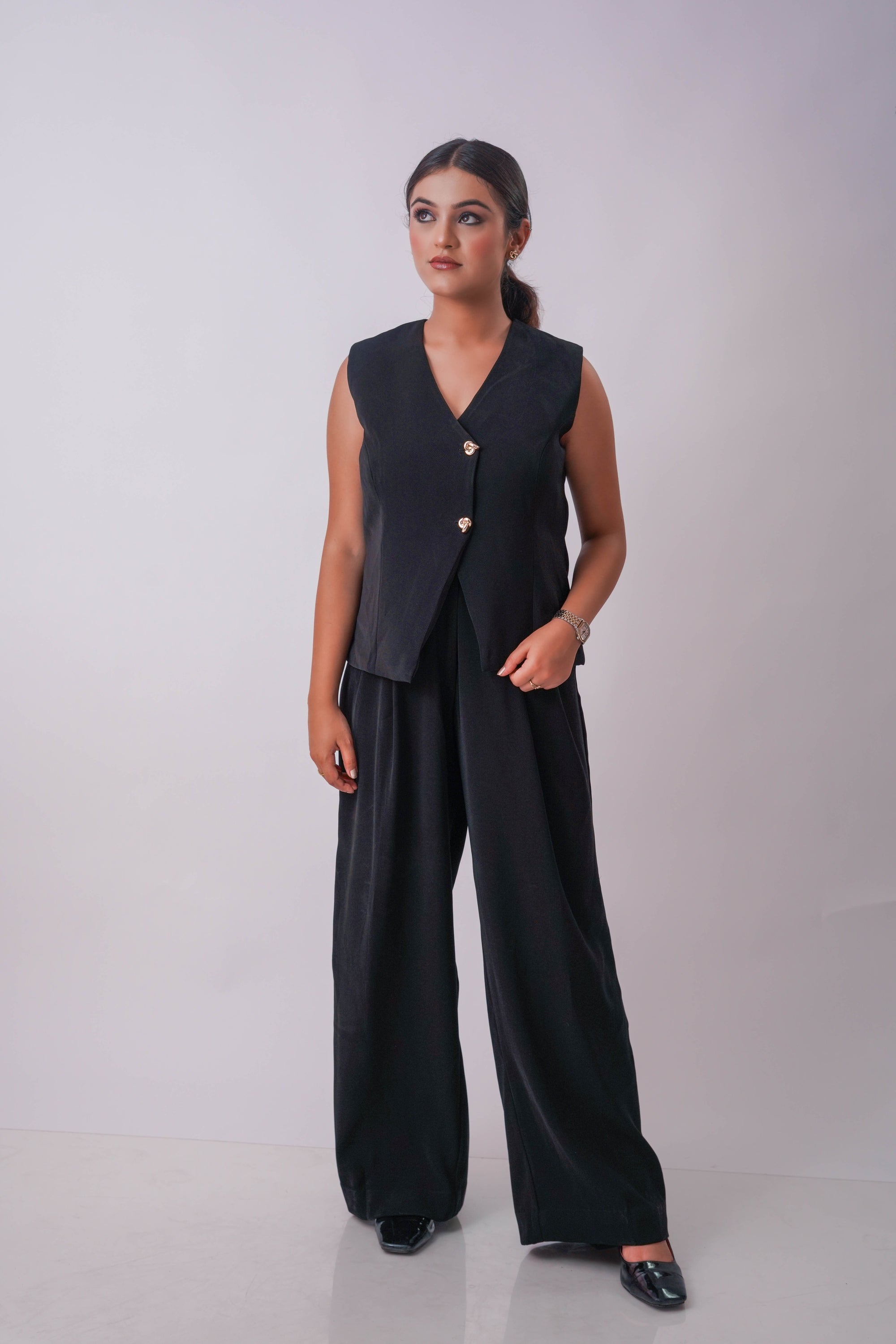 jet black vest + trouser