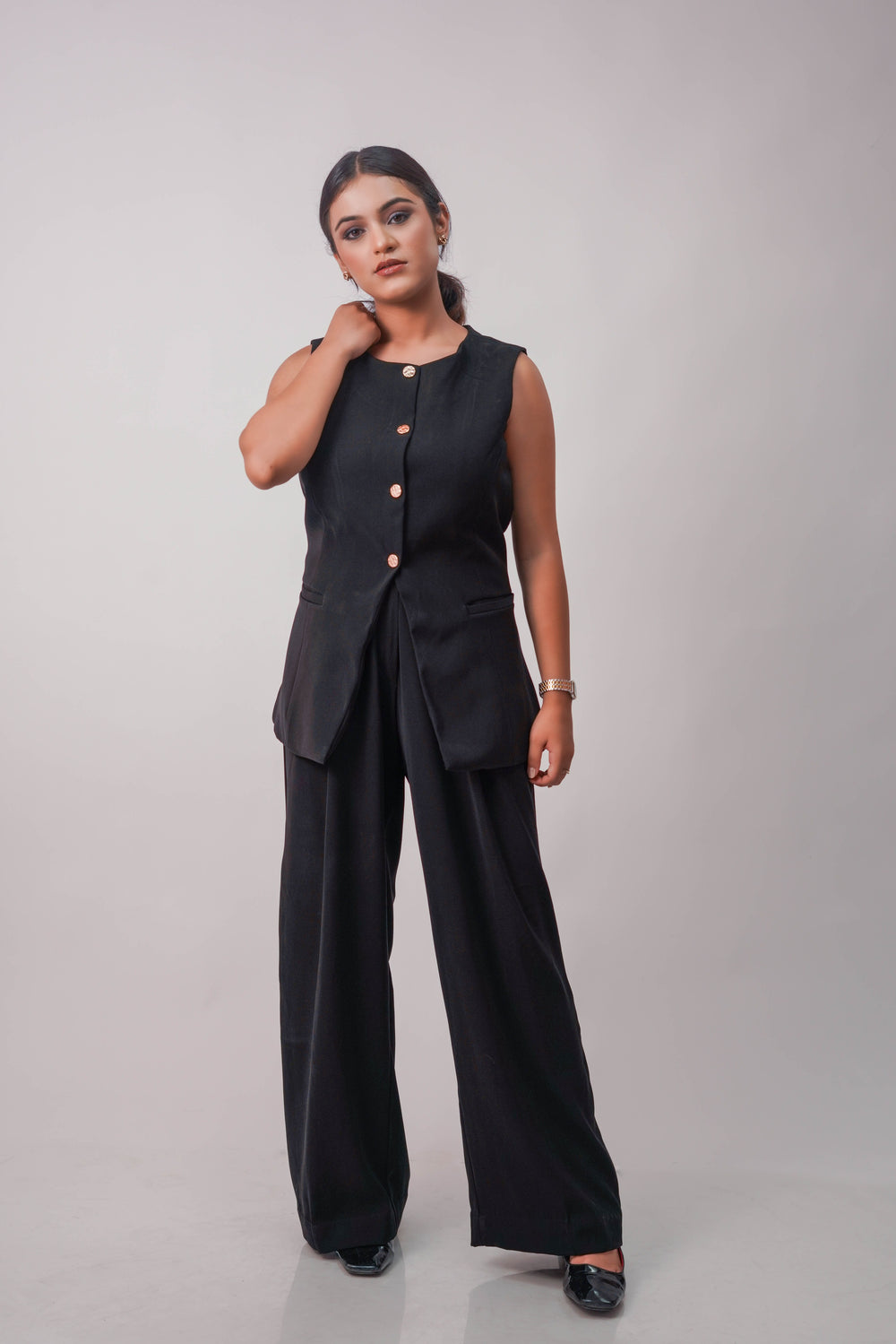 jet black vest + trouser