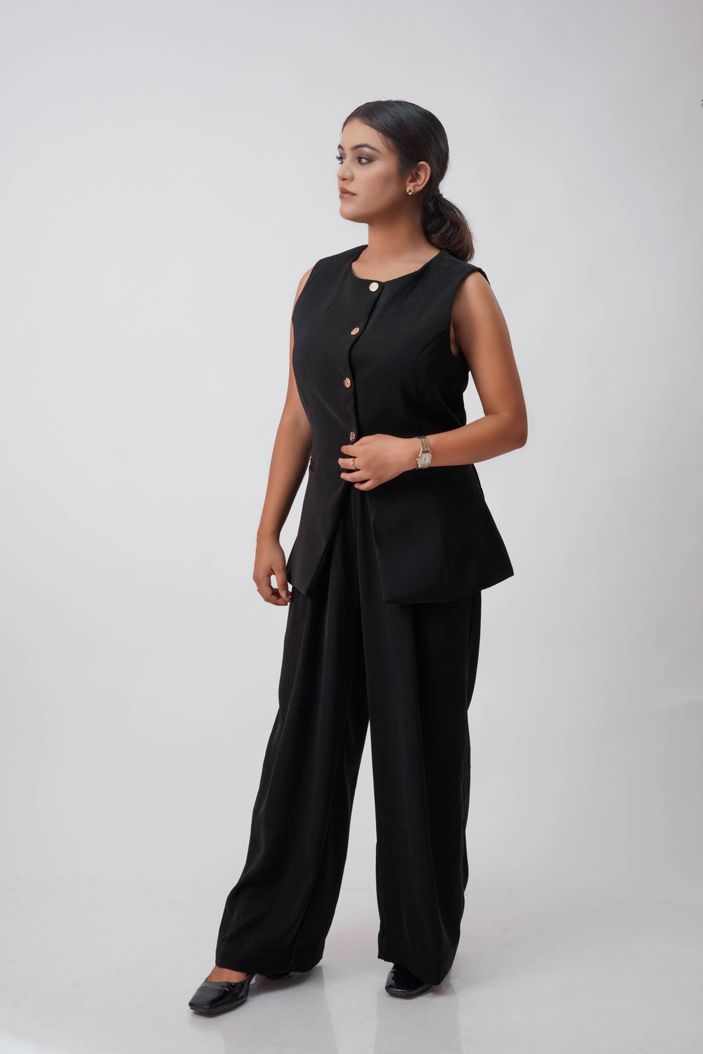 jet black vest + trouser