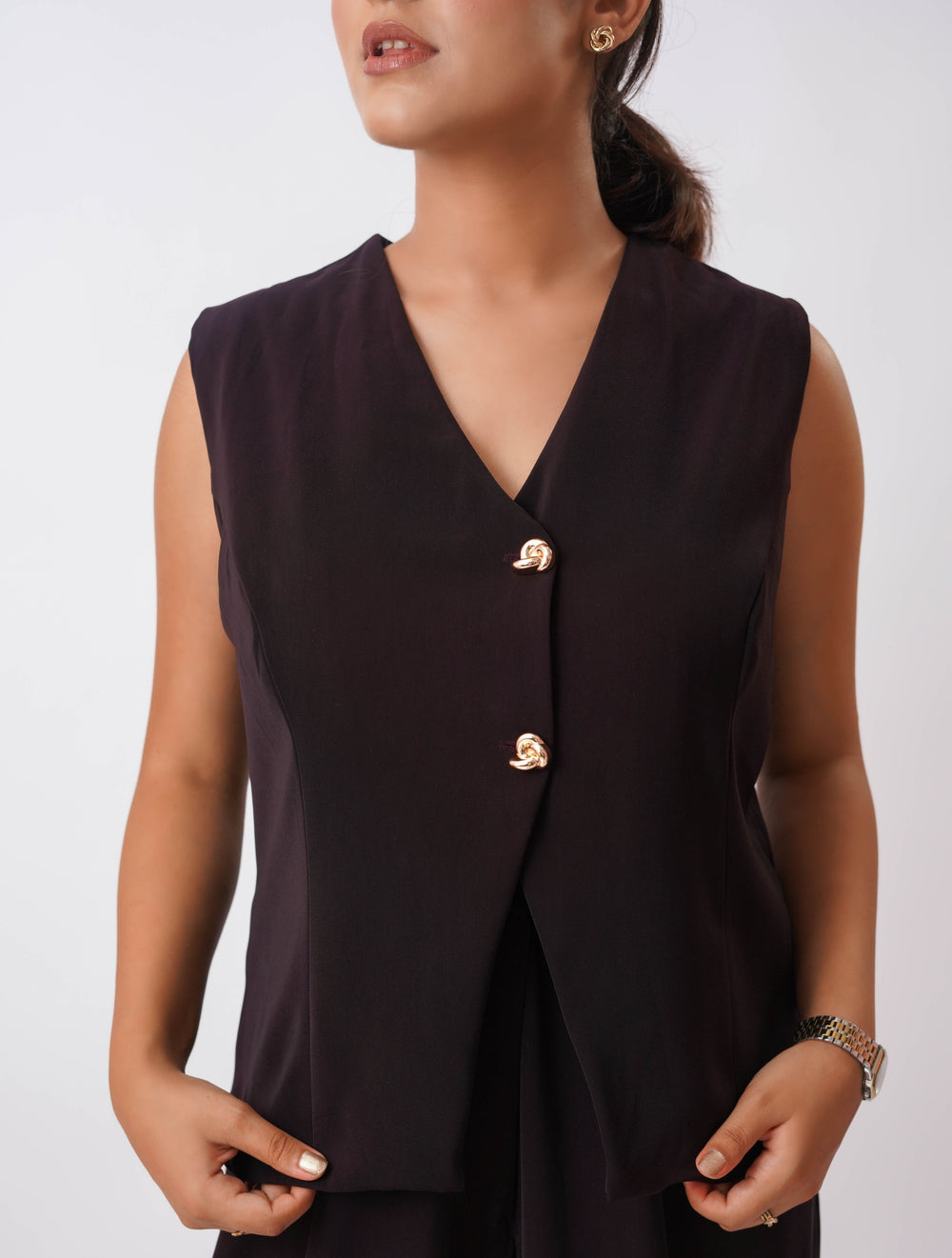 V Vest Set - Deep Plum