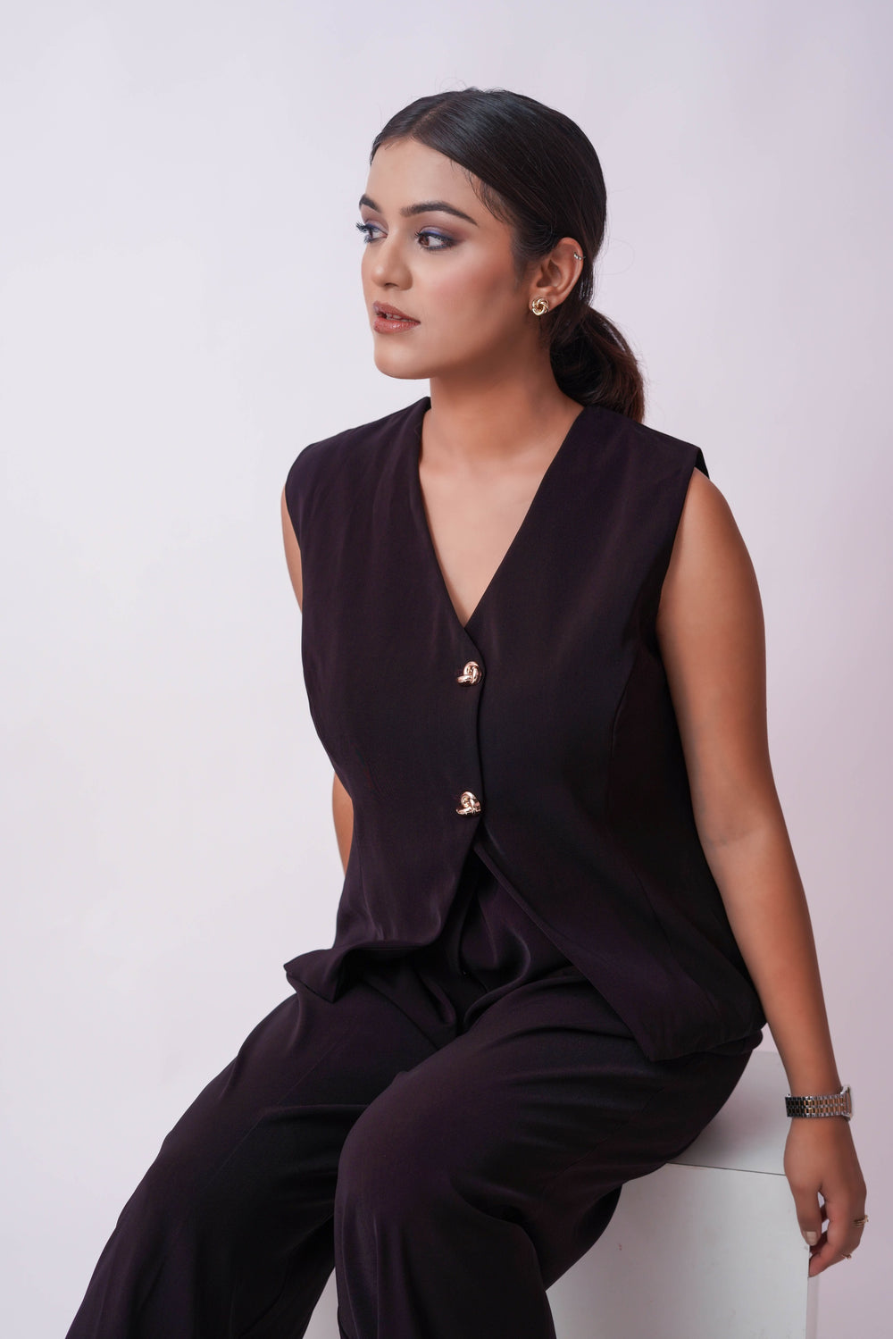 deep plum only vest