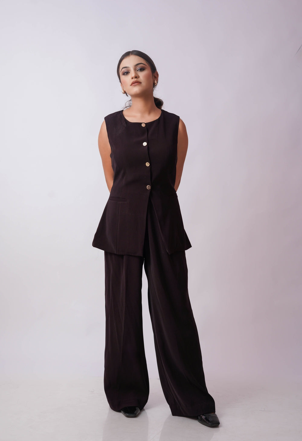 deep plum vest + trouser