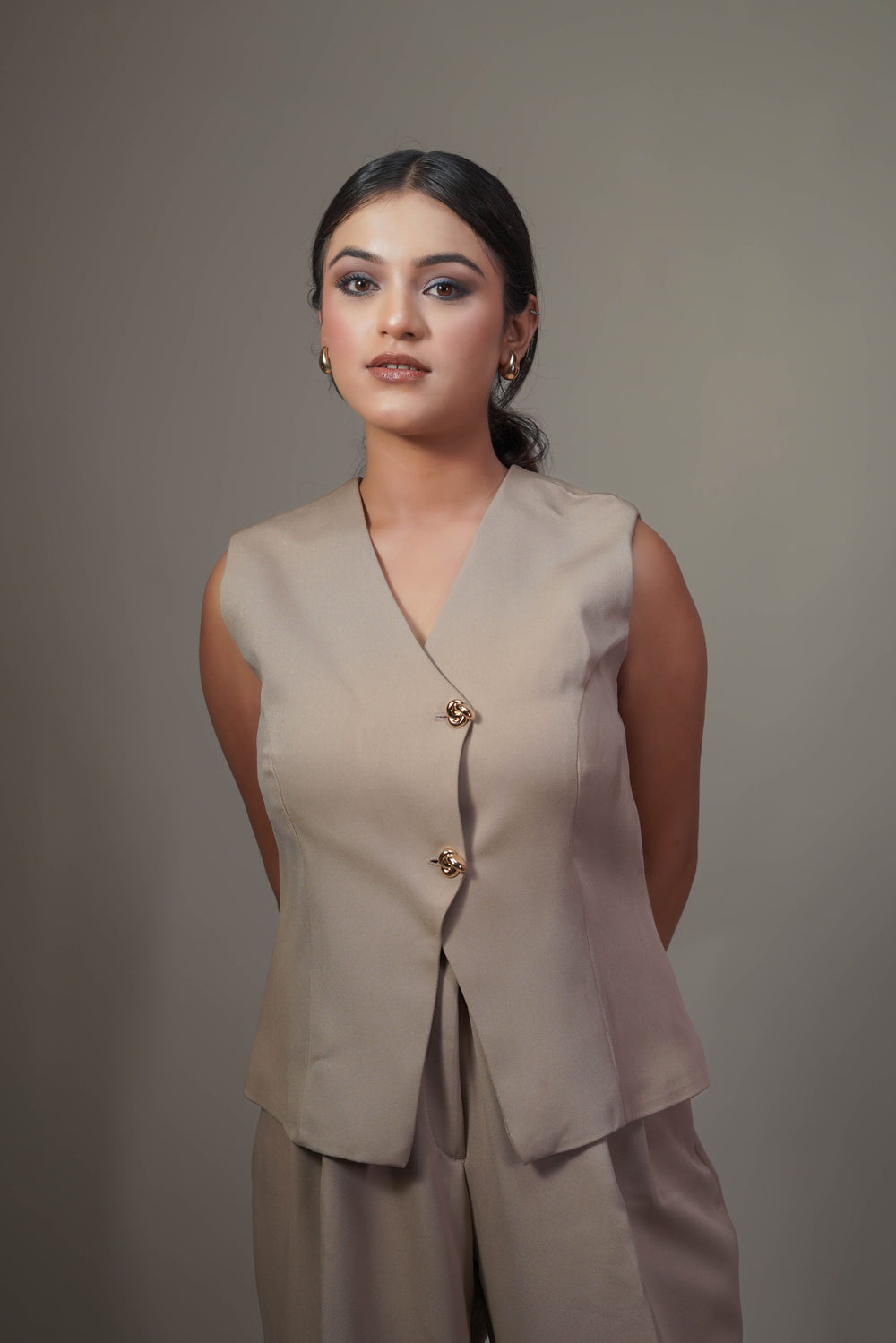 camel beige only vest
