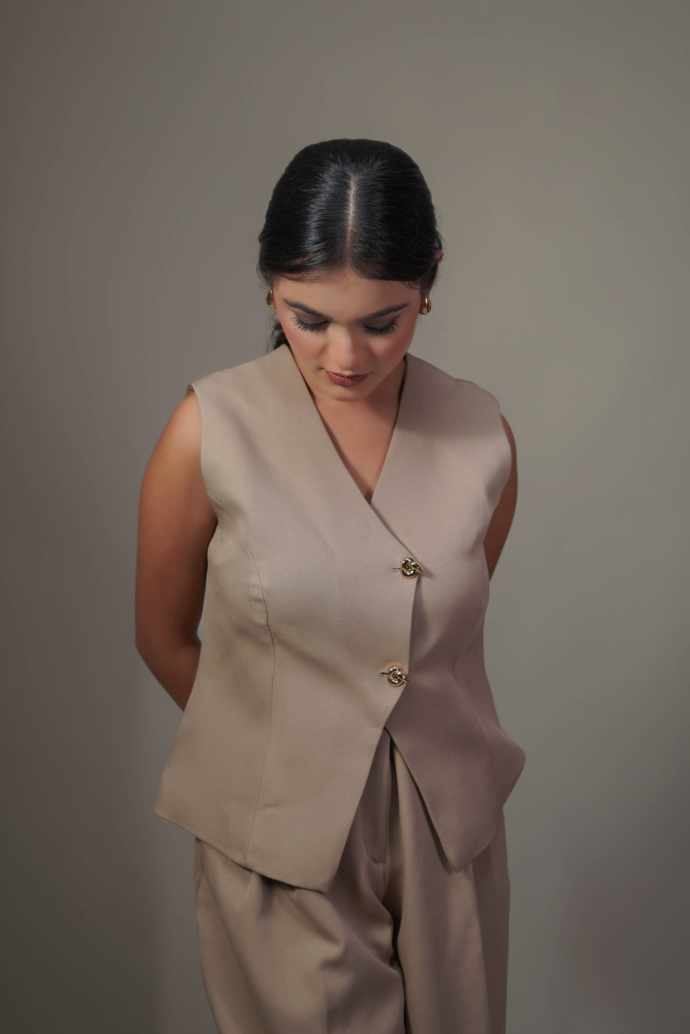camel beige only vest