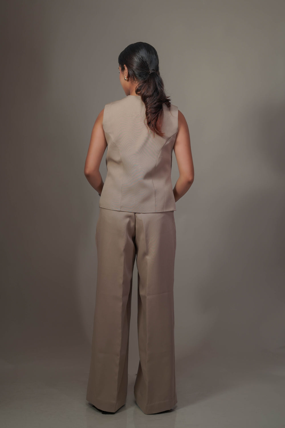 camel beige vest + trouser