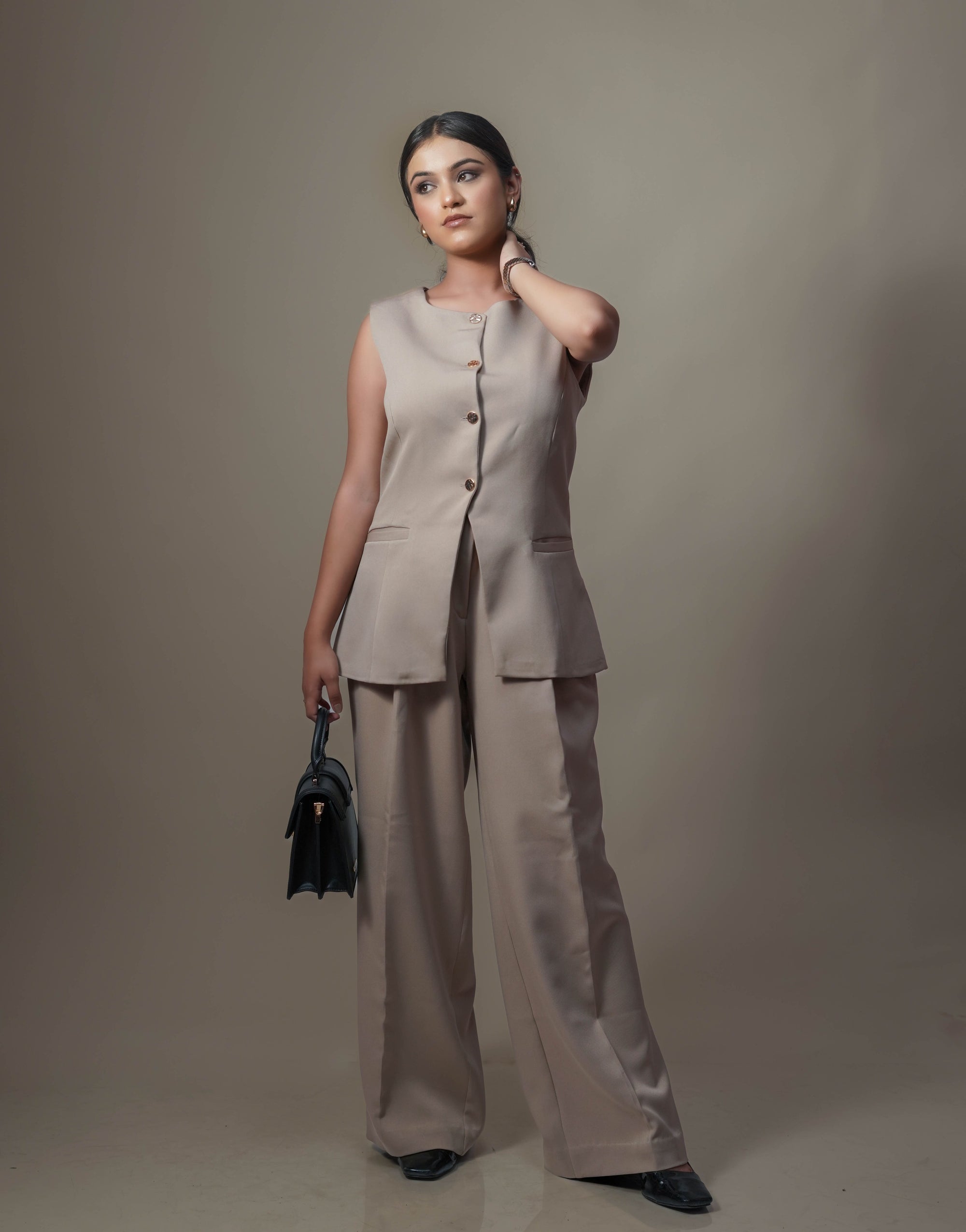 Classic Vest Set - Camel Beige Set