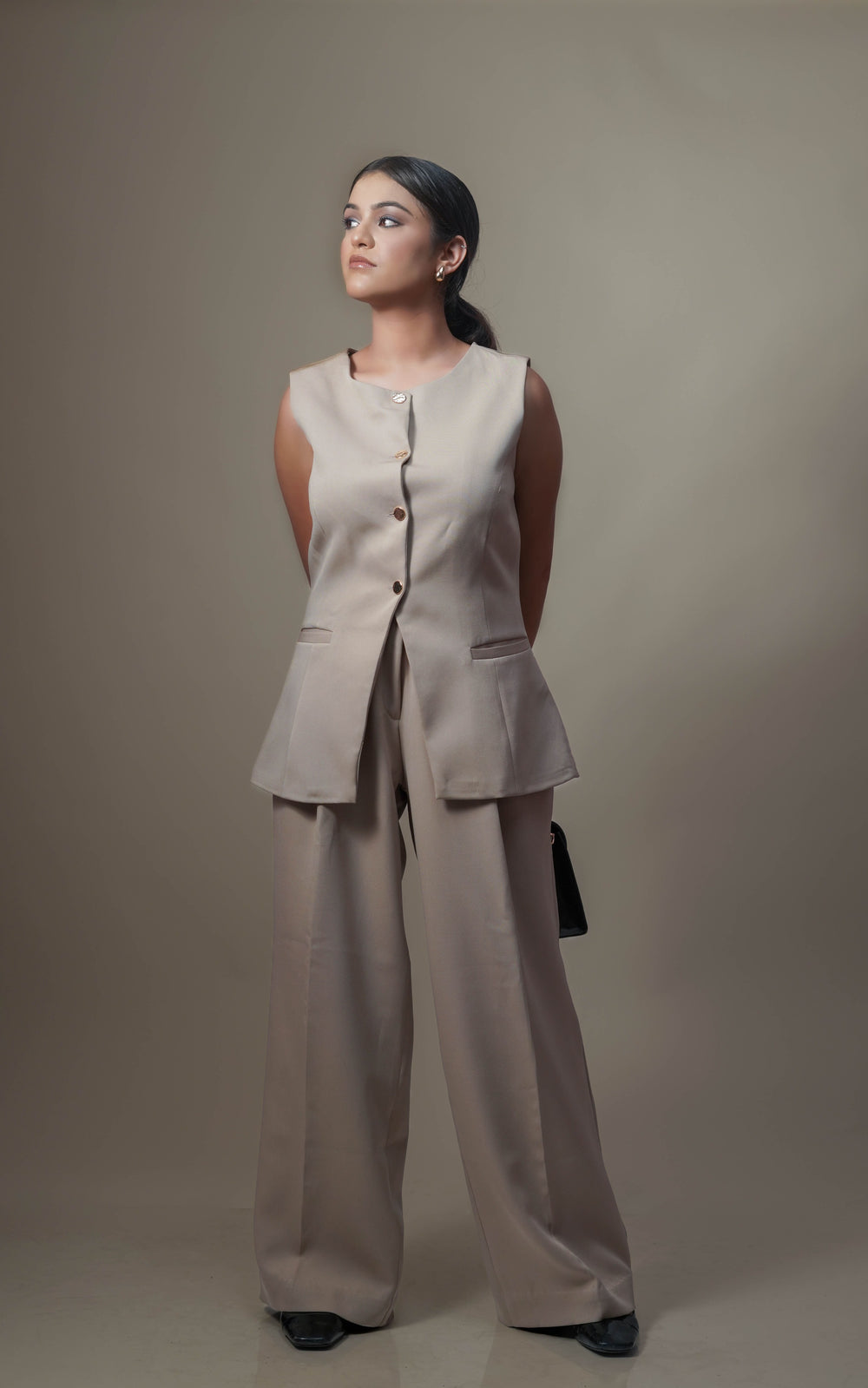 camel beige vest + trouser