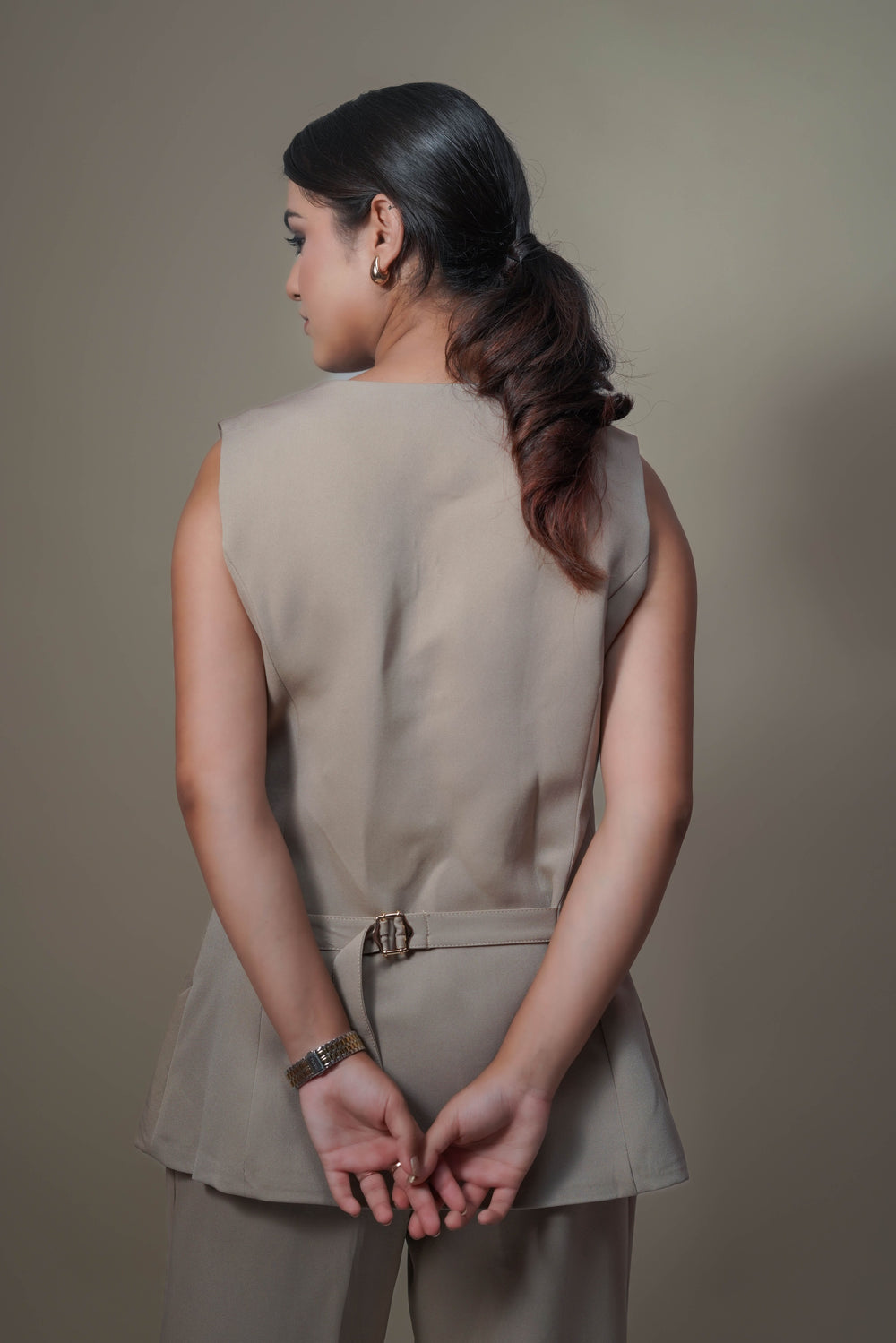 camel beige only vest