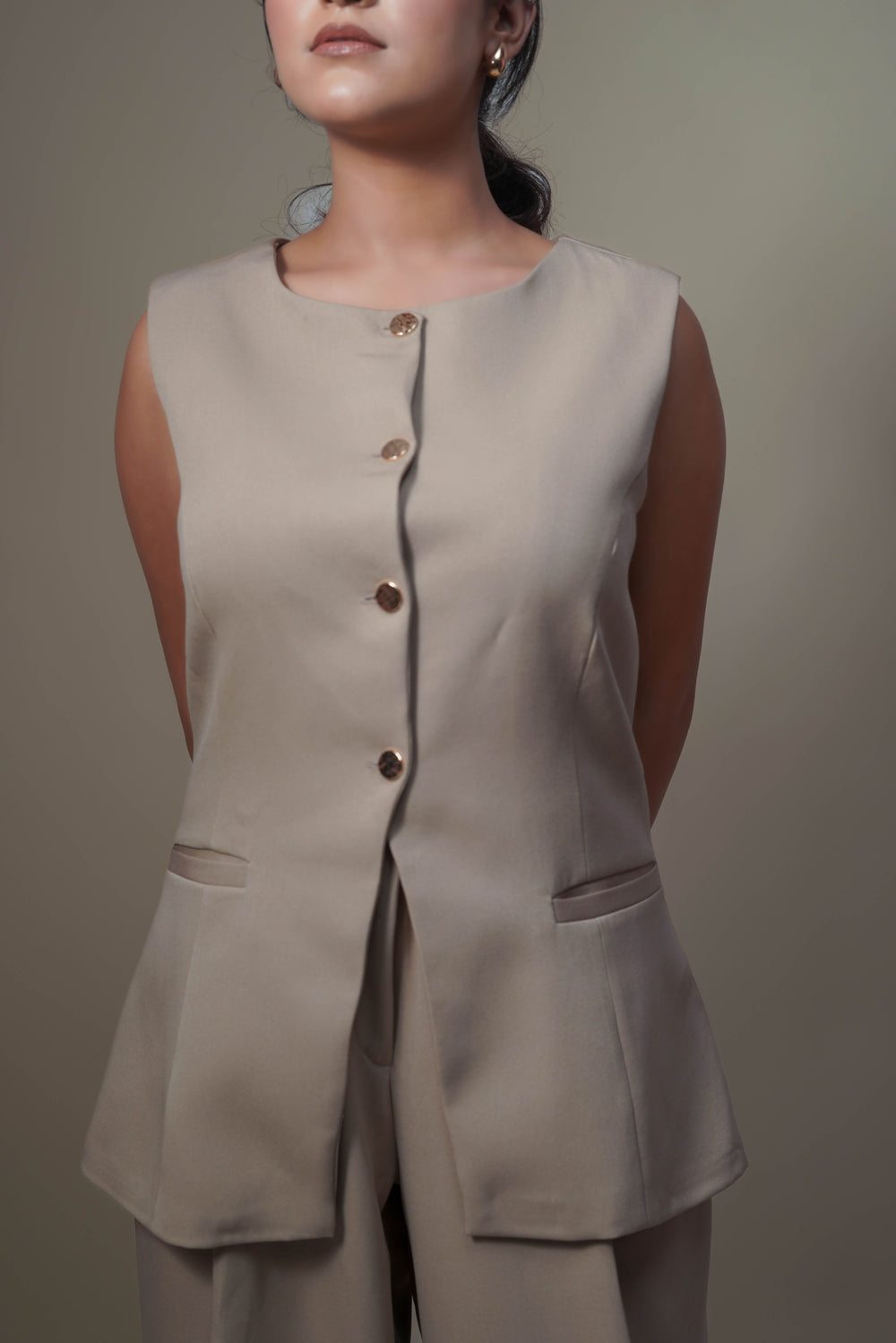 camel beige only vest