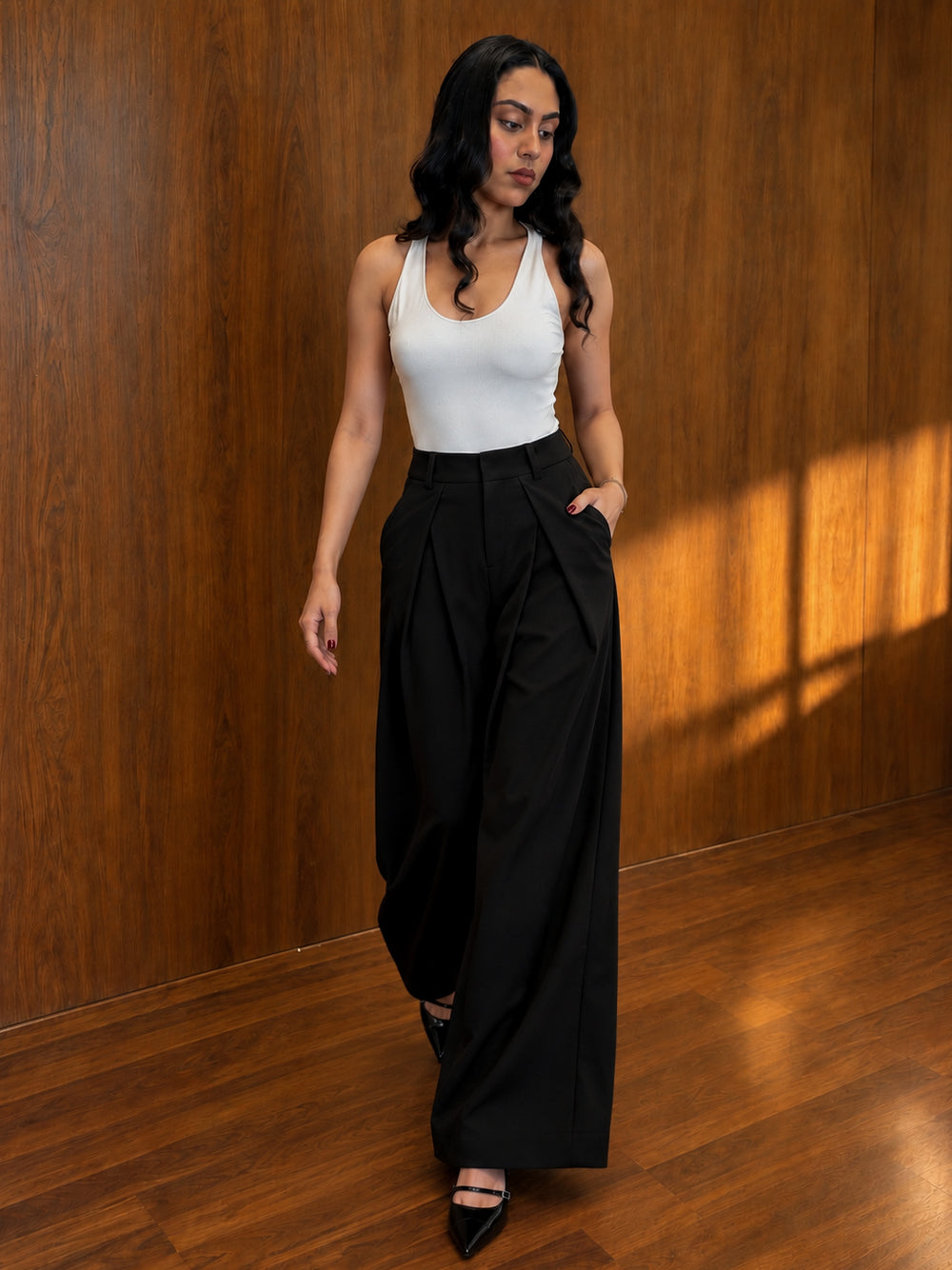 Sculpt Wide-Leg Trouser - Jet Black