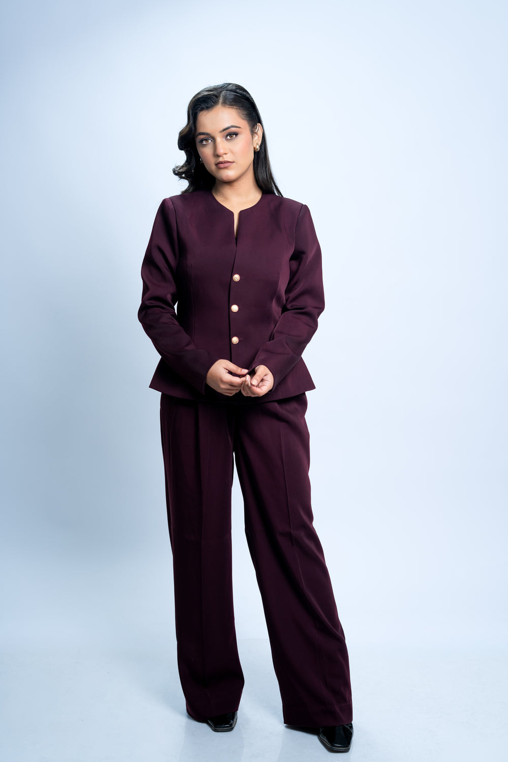 Clean Line Blazer - Rich Maroon