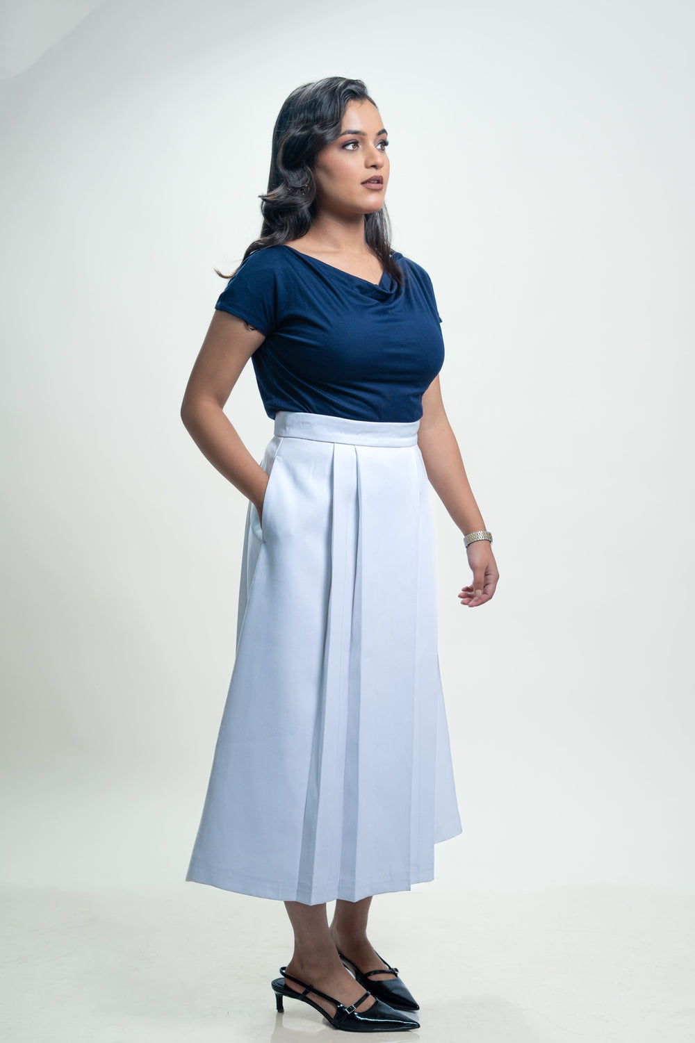 Classic Pleat Midi Skirt